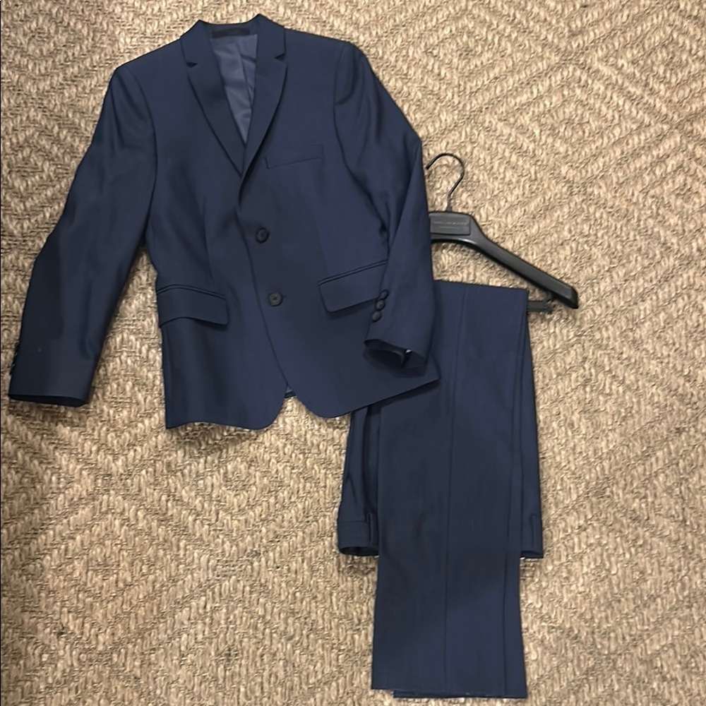 Navy Blue Suit Set with Tailored Jacket and Matching Slacks/Pants